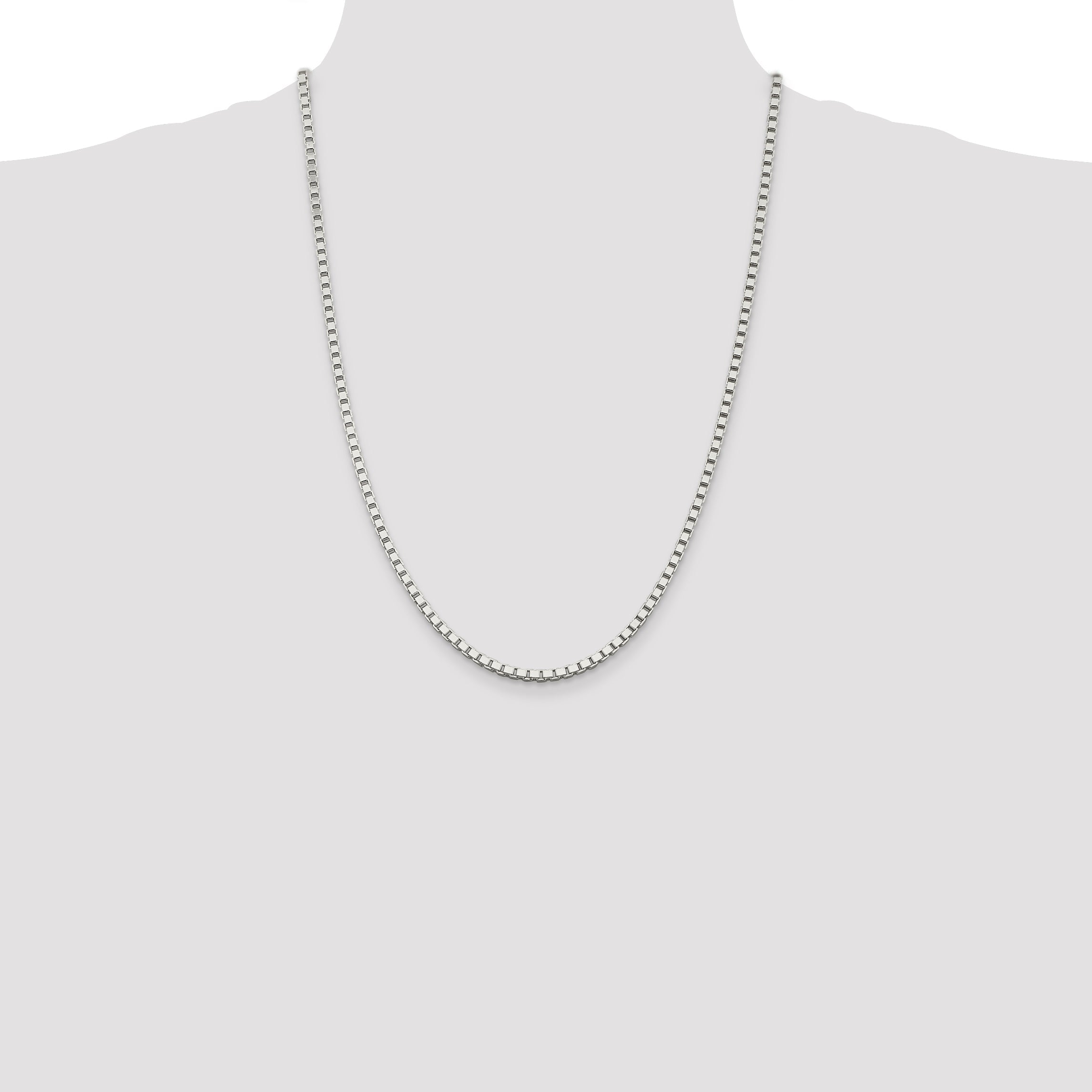 24 Inch Sterling Silver 3mm Box Chain Necklace