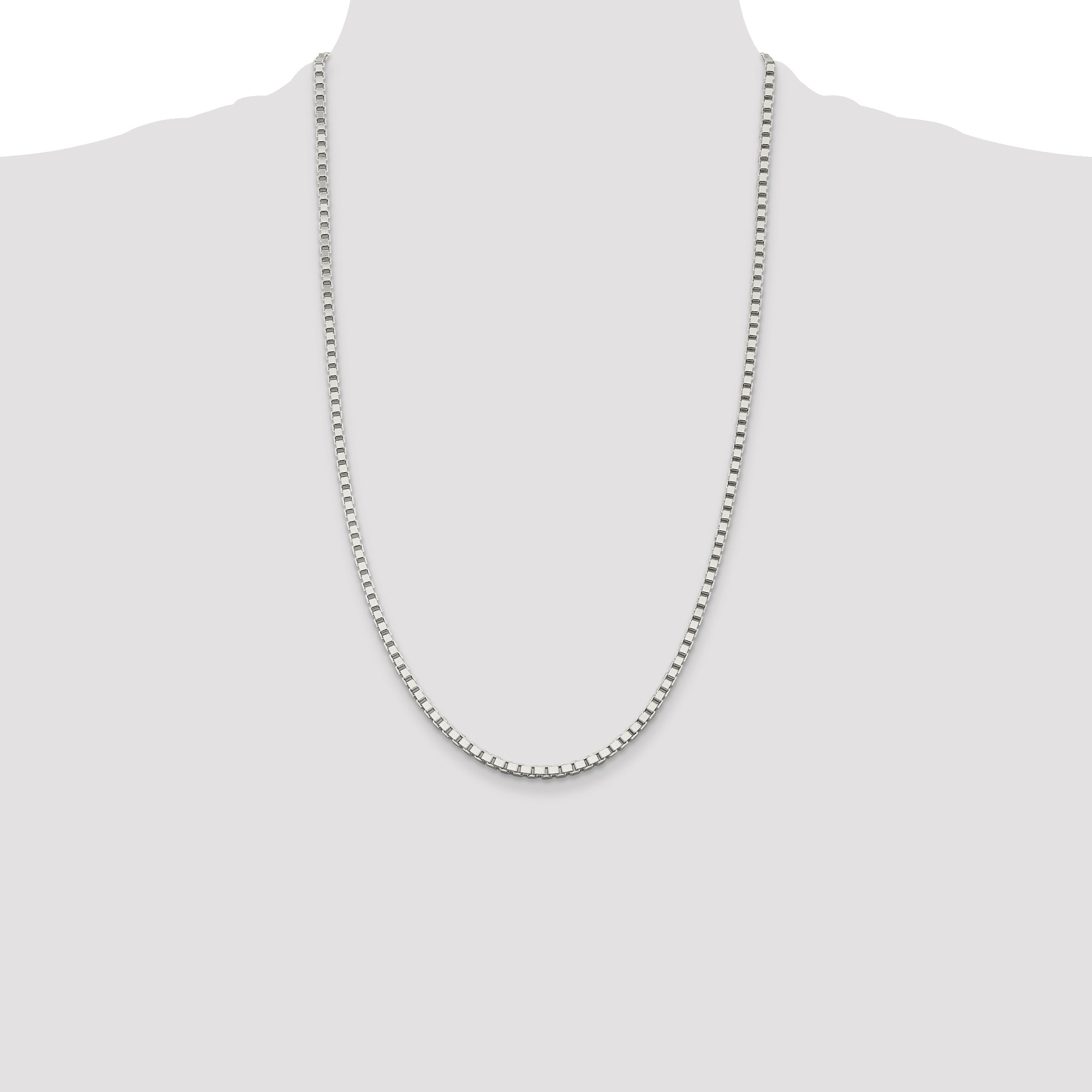 26 Inch Sterling Silver 3mm Box Chain Necklace