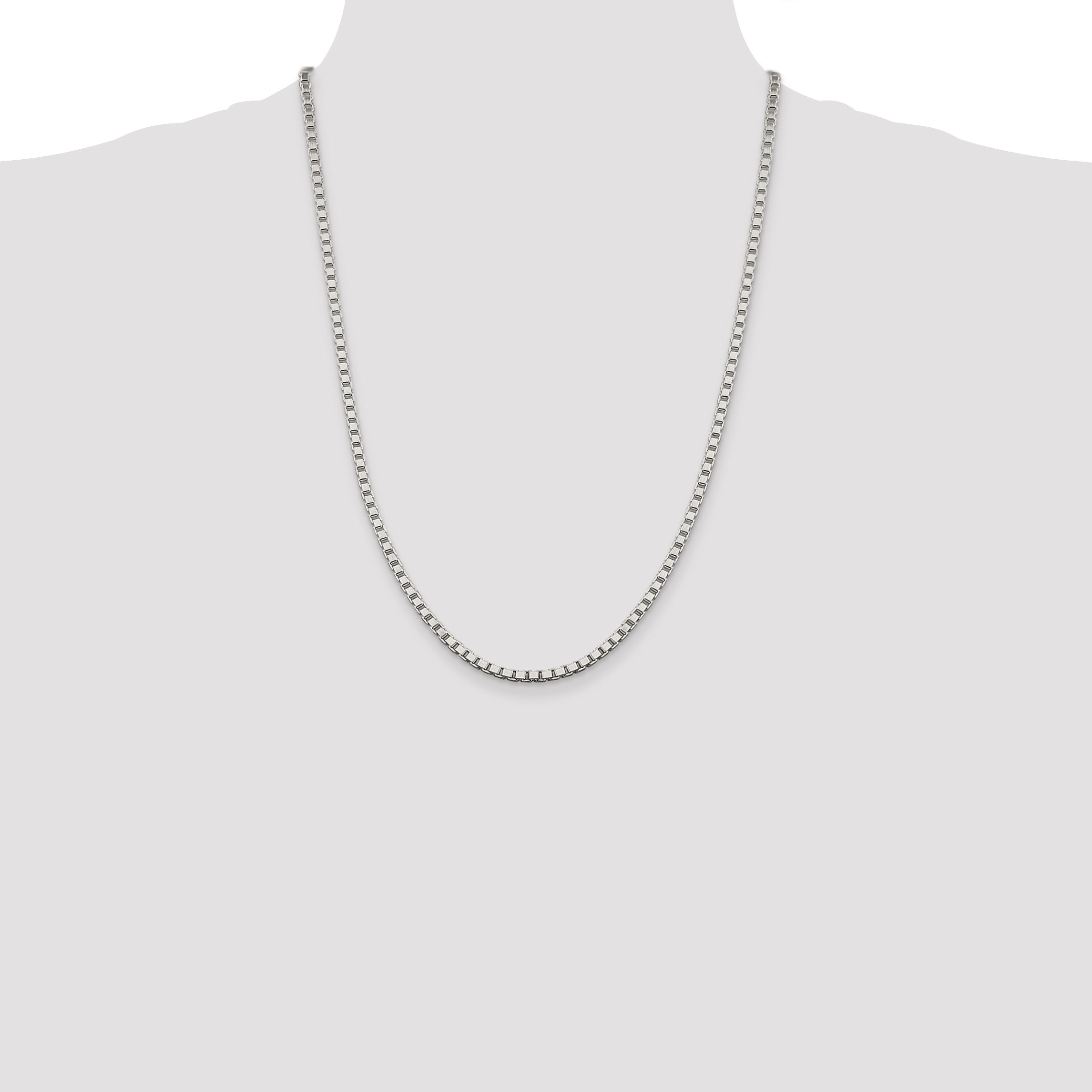 24 Inch Sterling Silver 3.25mm Box Chain Necklace