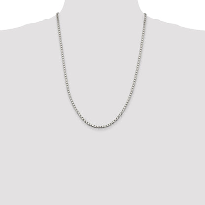 24 Inch Sterling Silver 3.25mm Box Chain Necklace