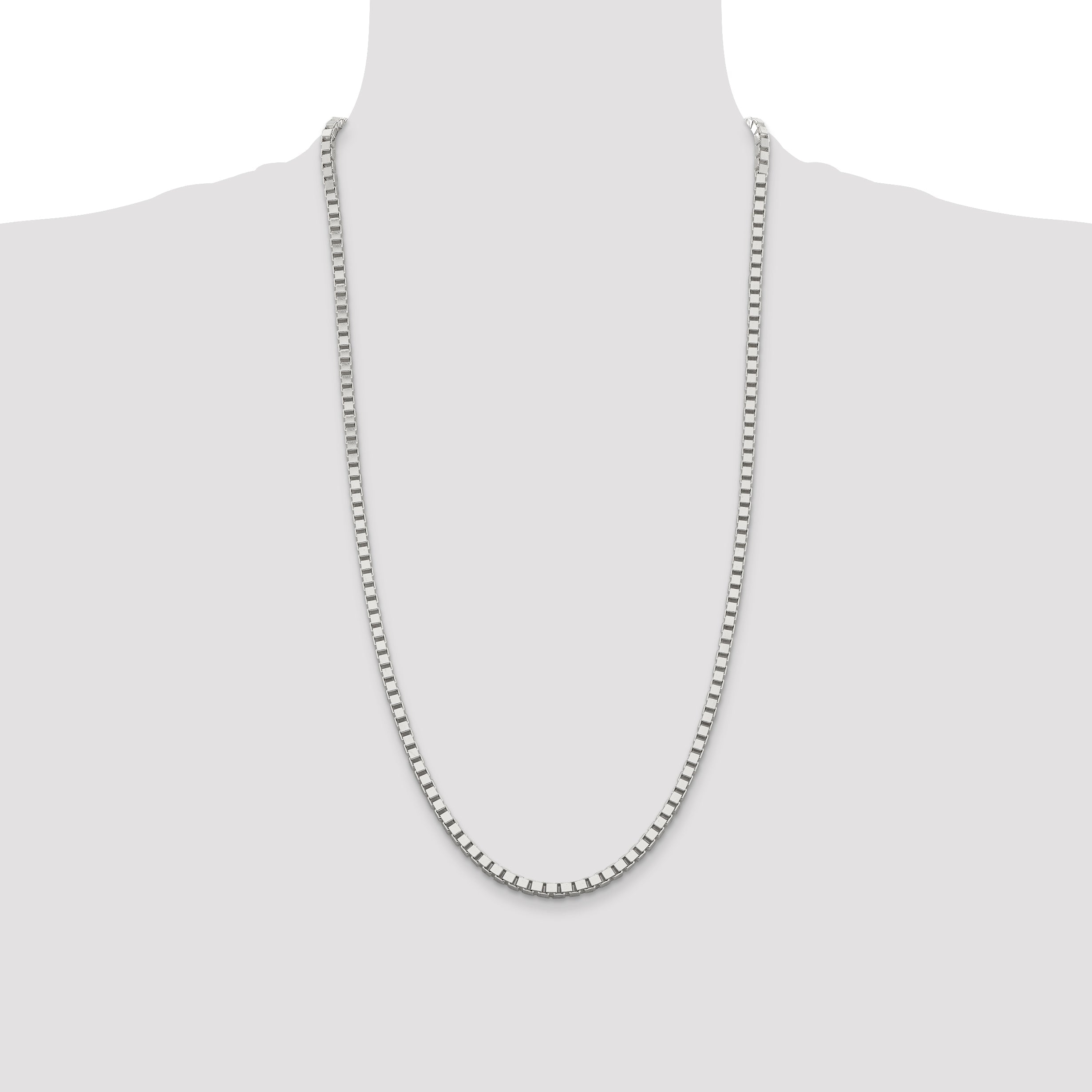 28 Inch Sterling Silver 3.75mm Box Chain Necklace