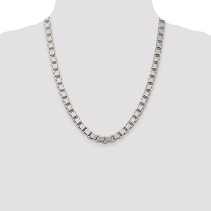 22 Inch Sterling Silver 7mm Box Chain Necklace