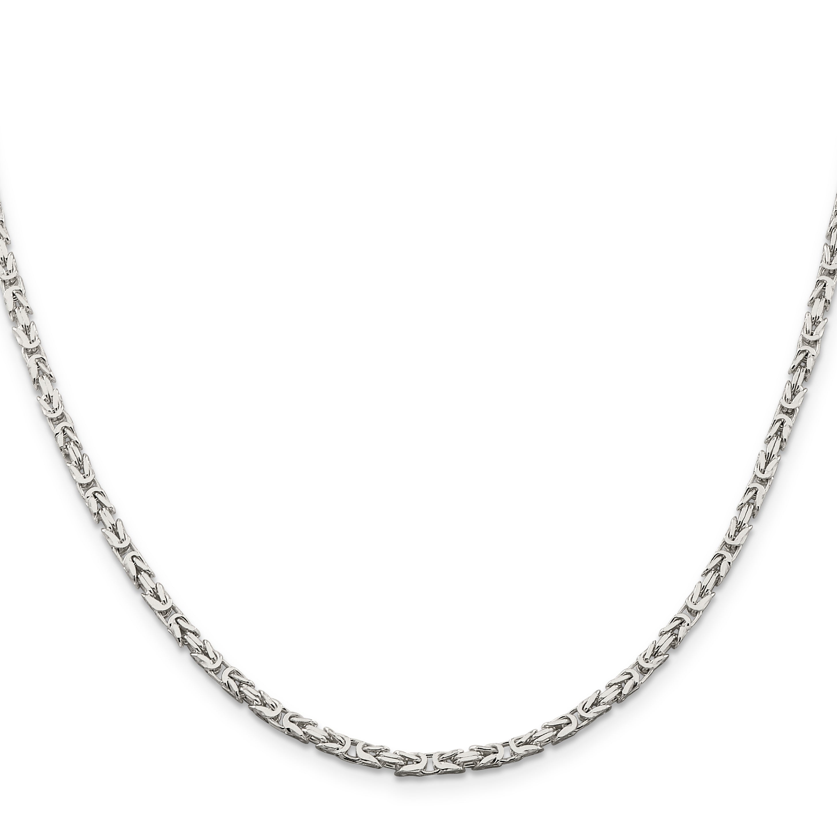 26 Inch Sterling Silver 2.5mm Byzantine Chain Necklace