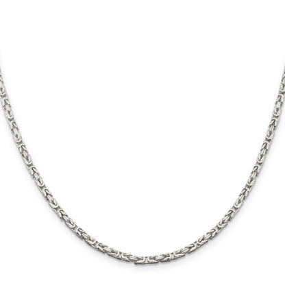 26 Inch Sterling Silver 2.5mm Byzantine Chain Necklace