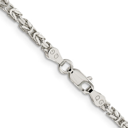 28 Inch Sterling Silver 2.5mm Byzantine Chain Necklace
