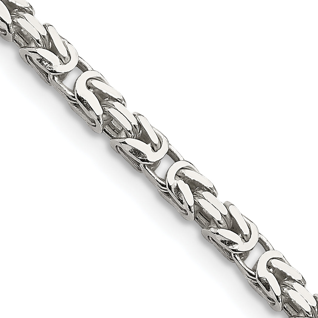 24 Inch Sterling Silver 2.5mm Byzantine Chain Necklace