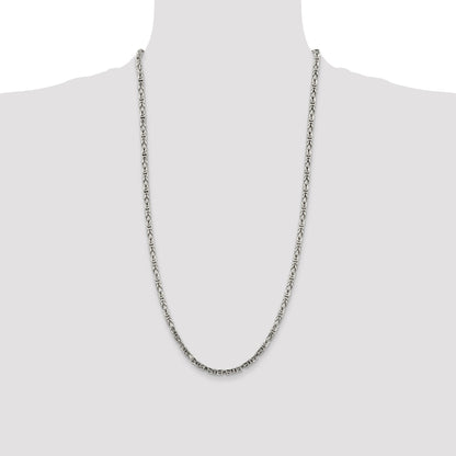 28 Inch Sterling Silver 3.25mm Byzantine Chain
