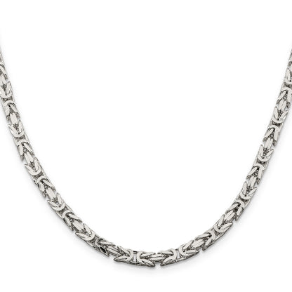 22 Inch Sterling Silver 4.25mm Byzantine Chain