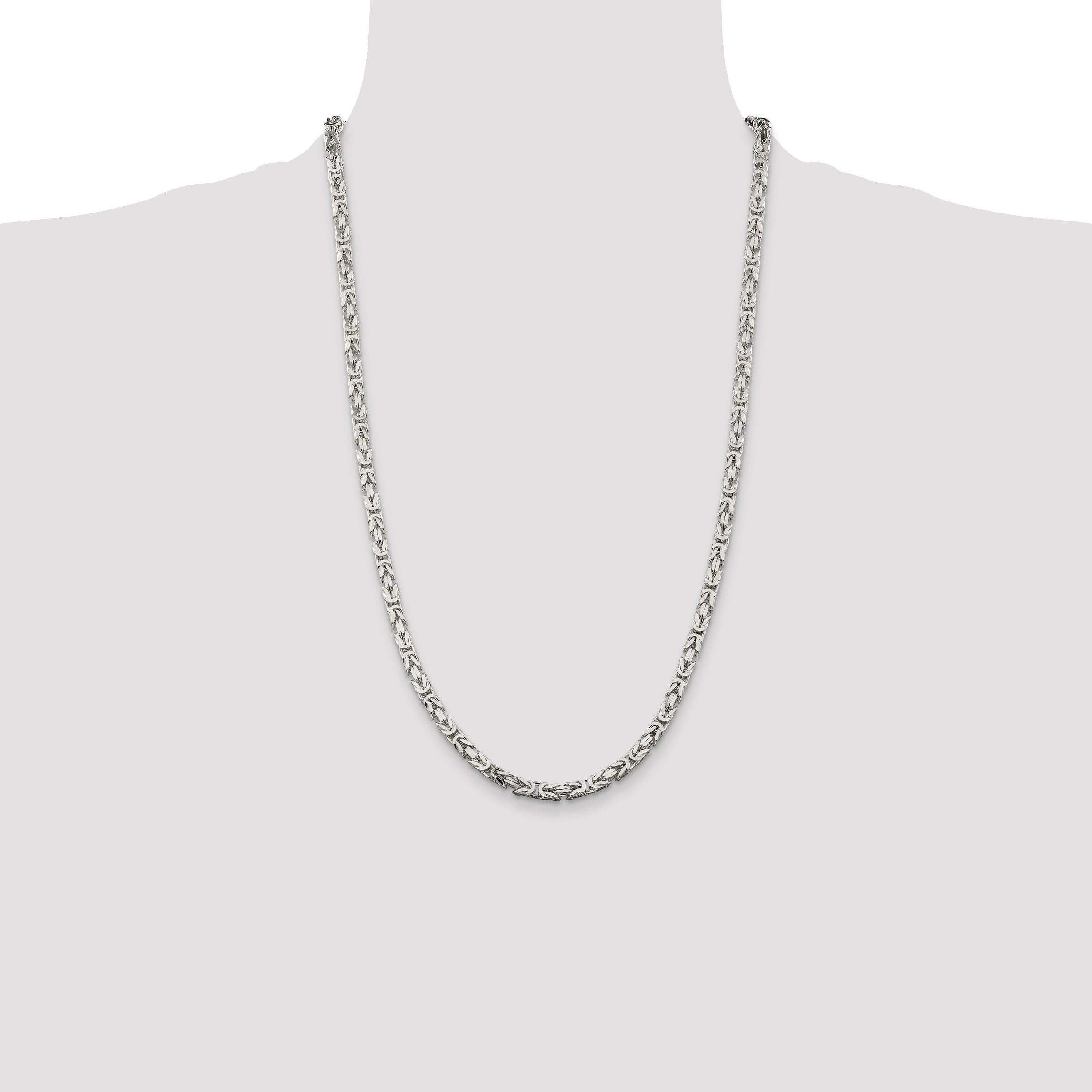 26 Inch Sterling Silver 4.25mm Byzantine Chain
