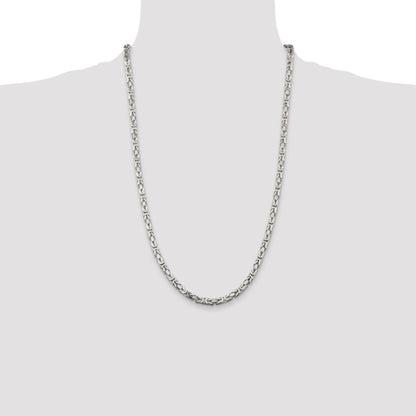 26 Inch Sterling Silver 4.25mm Byzantine Chain