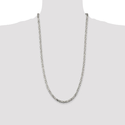 28 Inch Sterling Silver 4.25mm Byzantine Chain