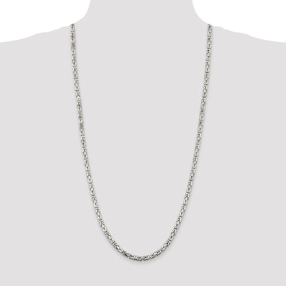 30 Inch Sterling Silver 4.25mm Byzantine Chain