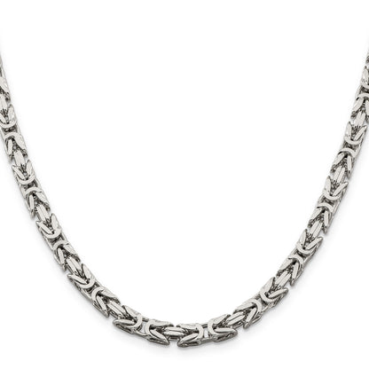 28 Inch Sterling Silver 5mm Byzantine Chain