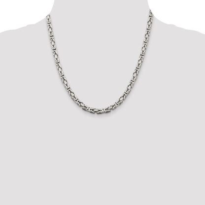 20 Inch Sterling Silver 5mm Byzantine Chain