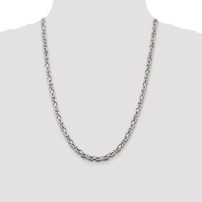 24 Inch Sterling Silver 5mm Byzantine Chain