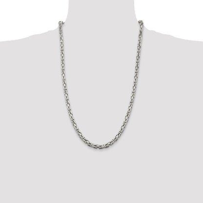26 Inch Sterling Silver 5mm Byzantine Chain
