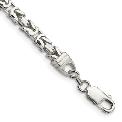 8 Inch Sterling Silver 5mm Byzantine Chain Bracelet