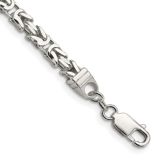 8 Inch Sterling Silver 5mm Byzantine Chain Bracelet