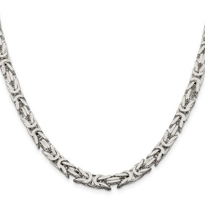 28 Inch Sterling Silver 6mm Byzantine Chain Necklace