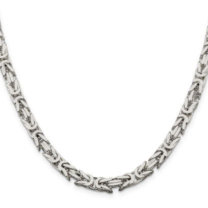 24 Inch Sterling Silver 6mm Byzantine Chain