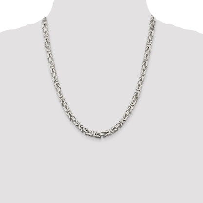 22 Inch Sterling Silver 6mm Byzantine Chain