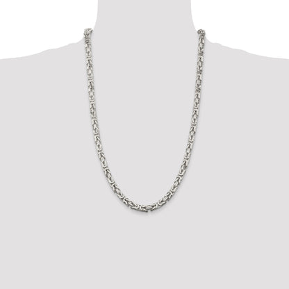 26 Inch Sterling Silver 6mm Byzantine Chain