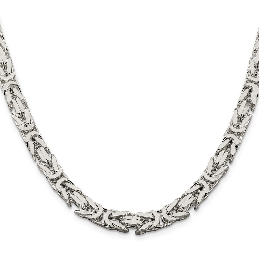 22 Inch Sterling Silver 7.5mm Byzantine Chain Necklace