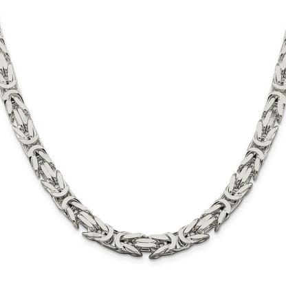 24 Inch Sterling Silver 7.5mm Byzantine Chain Necklace