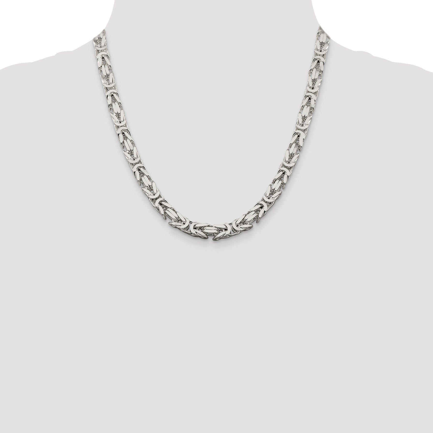 20 Inch Sterling Silver 7.5mm Byzantine Chain