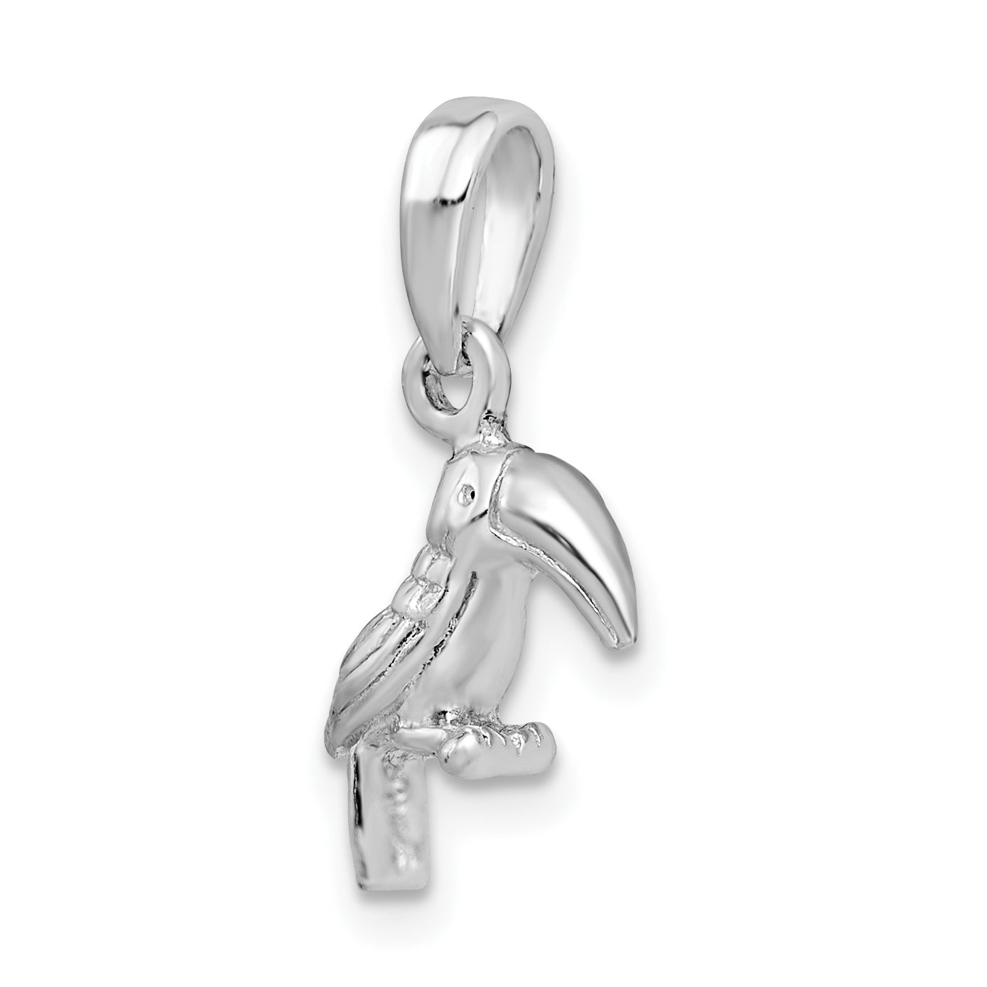 Sterling Silver De-Ani Rhodium-Plated Polished 3D Toucan Bird Pendant