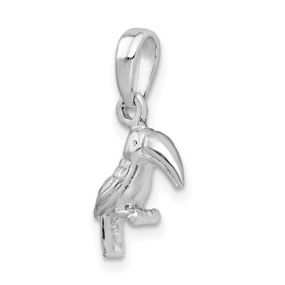 Sterling Silver De-Ani Rhodium-Plated Polished 3D Toucan Bird Pendant