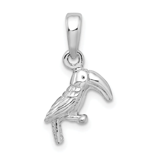 Sterling Silver De-Ani Rhodium-Plated Polished 3D Toucan Bird Pendant