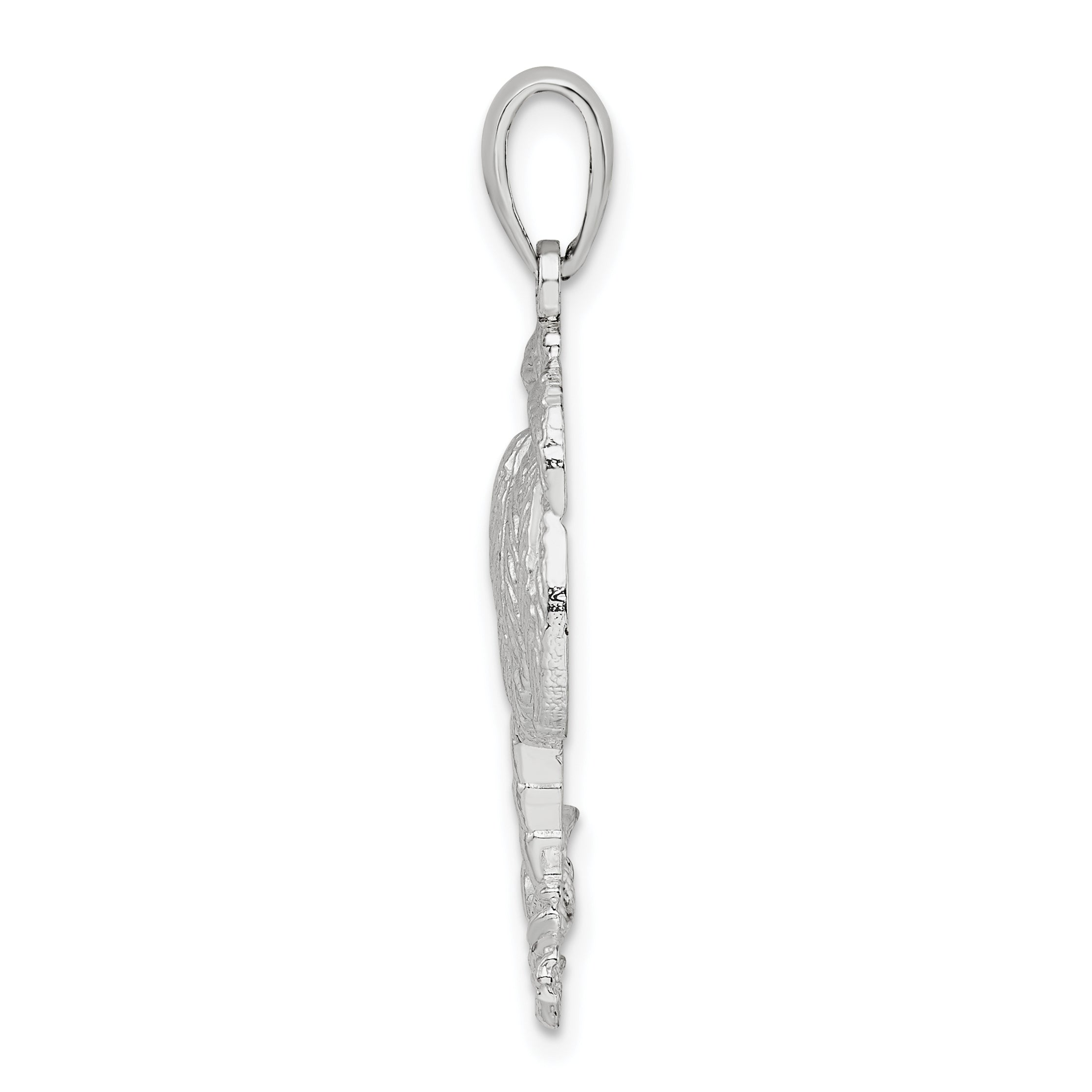 Sterling Silver De-Ani Rhodium-Plated Polished And Textured Palm Tree Pendant