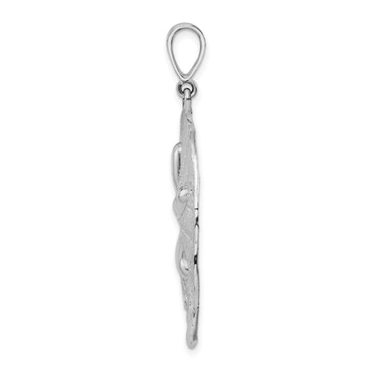 Sterling Silver De-Ani Rhodium-Plated Polished And Textured Sand Dollar Pendant