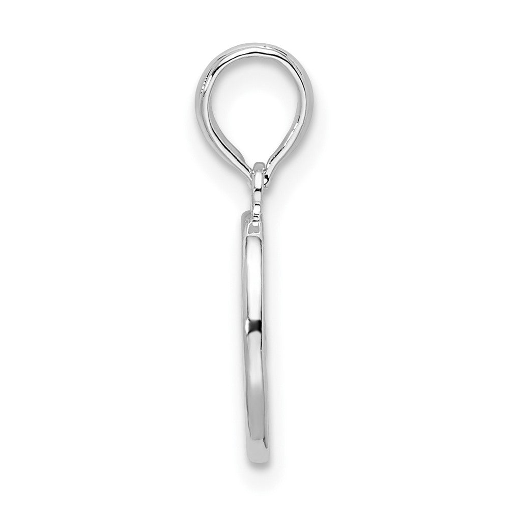 Sterling Silver De Ani Rhodium Plated Polished And Textured Fleur Lis Small Oval Pendant