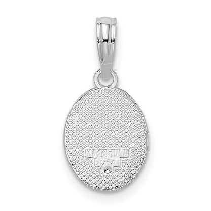 Sterling Silver De Ani Rhodium Plated Polished And Textured Fleur Lis Small Oval Pendant