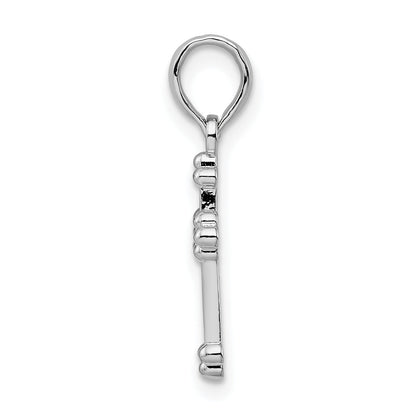 Sterling Silver De-Ani Rhodium-Plated Polished Small Budded Cross Pendant