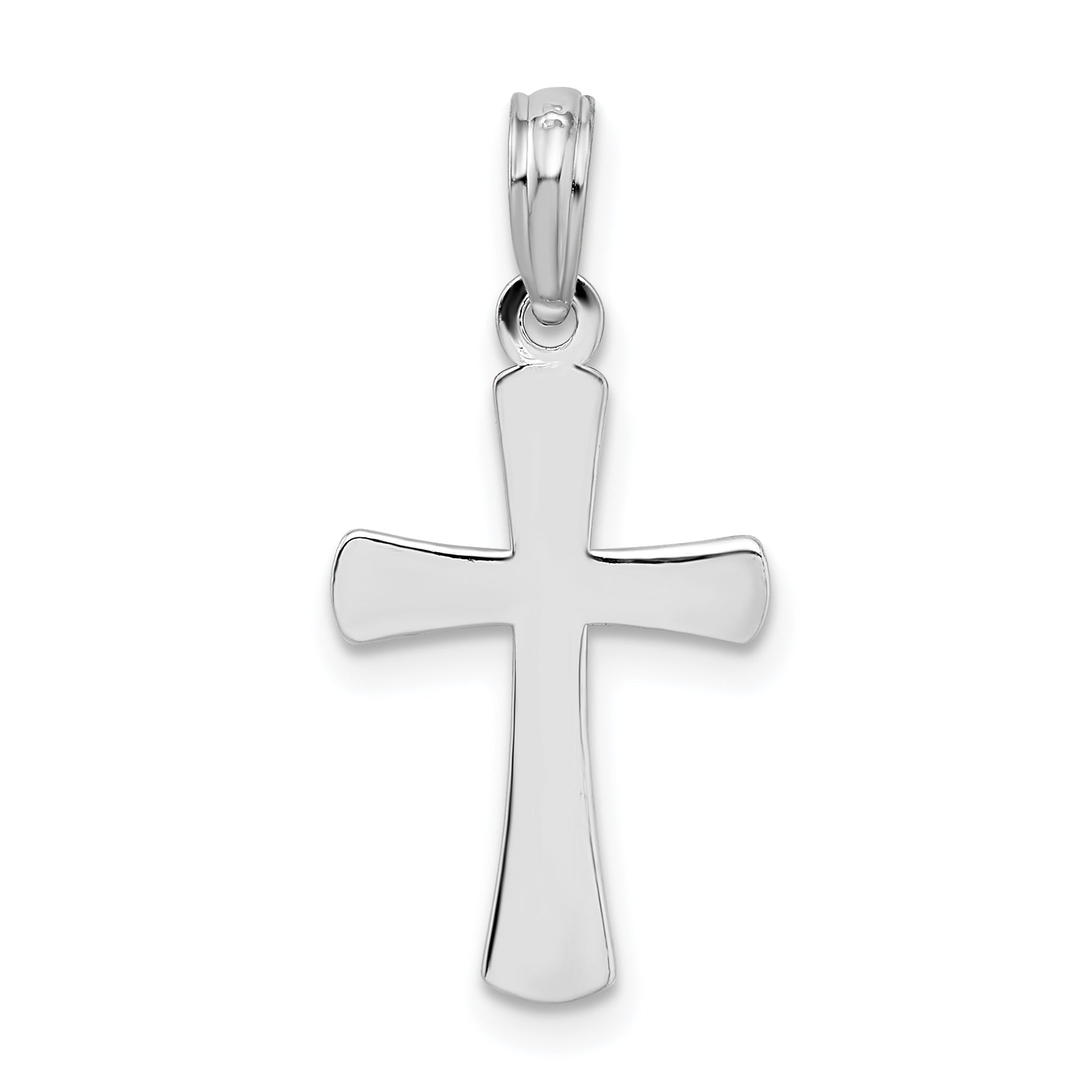 Sterling Silver De-Ani Rhodium-Plated Polished Cross Pendant