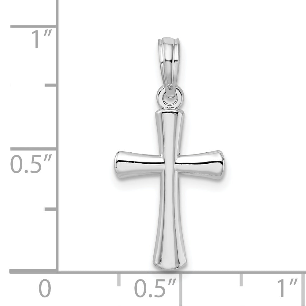 Sterling Silver De-Ani Rhodium-Plated Polished Cross Pendant