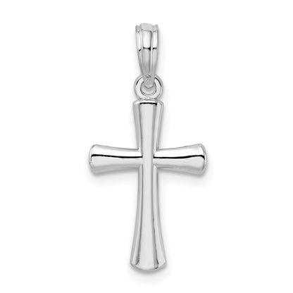 Sterling Silver De-Ani Rhodium-Plated Polished Cross Pendant