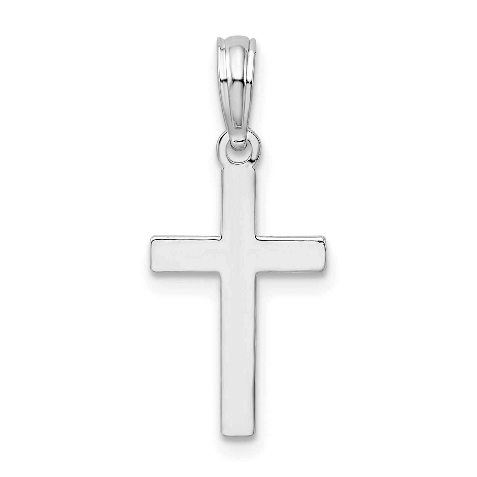 Sterling Silver De-Ani Rhodium-Plated Polished Cross Pendant