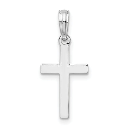 Sterling Silver De-Ani Rhodium-Plated Polished Cross Pendant