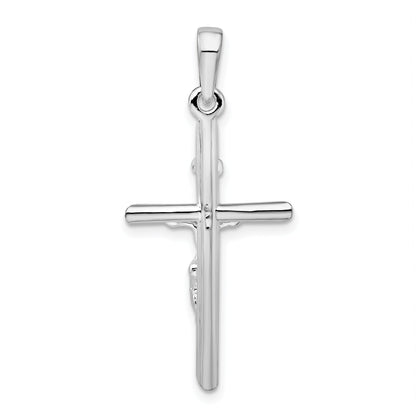 Sterling Silver De-Ani Rhodium-Plated Polished Crucifix Cross Pendant