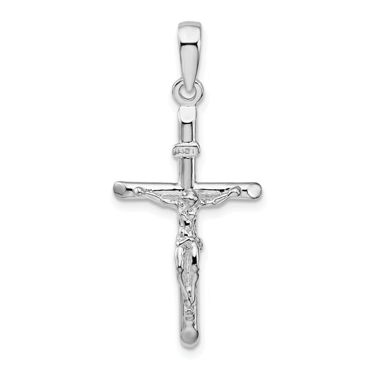 Sterling Silver De-Ani Rhodium-Plated Polished Crucifix Cross Pendant
