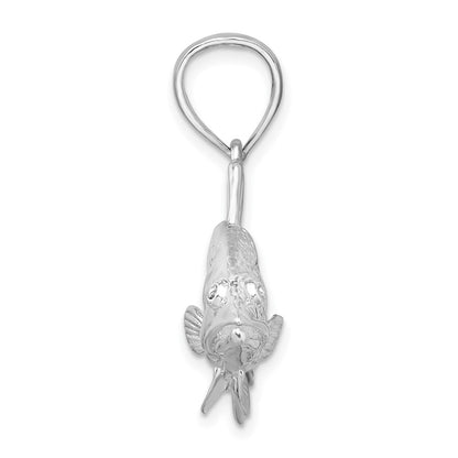 Sterling Silver De-Ani Rhodium-Plated Polished 3D Snook Fish Pendant