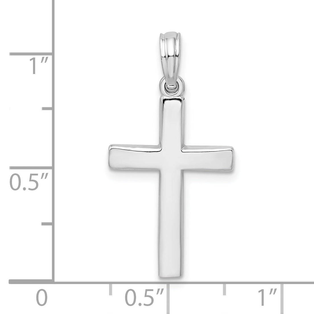 Sterling Silver De-Ani Rhodium-Plated Beveled Latin Cross Pendant