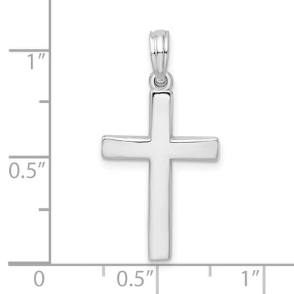 Sterling Silver De-Ani Rhodium-Plated Beveled Latin Cross Pendant