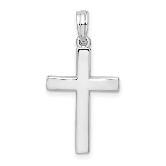 Sterling Silver De-Ani Rhodium-Plated Beveled Latin Cross Pendant