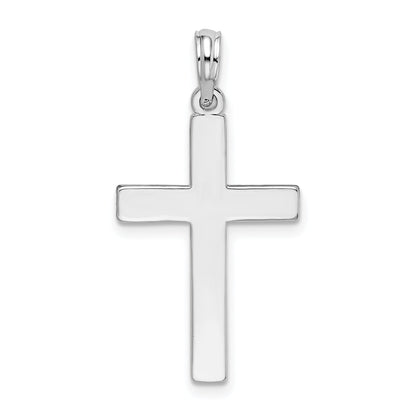 Sterling Silver De-Ani Rhodium-Plated Polished Flat Latin Cross Pendant