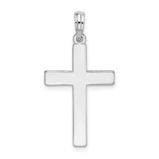Sterling Silver De-Ani Rhodium-Plated Polished Flat Latin Cross Pendant